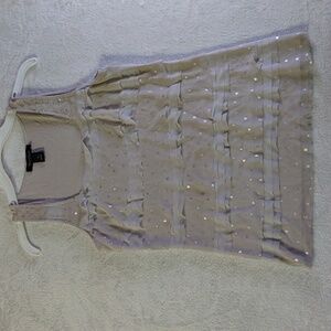 Sm white house/black market, cream tank. Layered Ruffles, W/ Silver Polka Dot